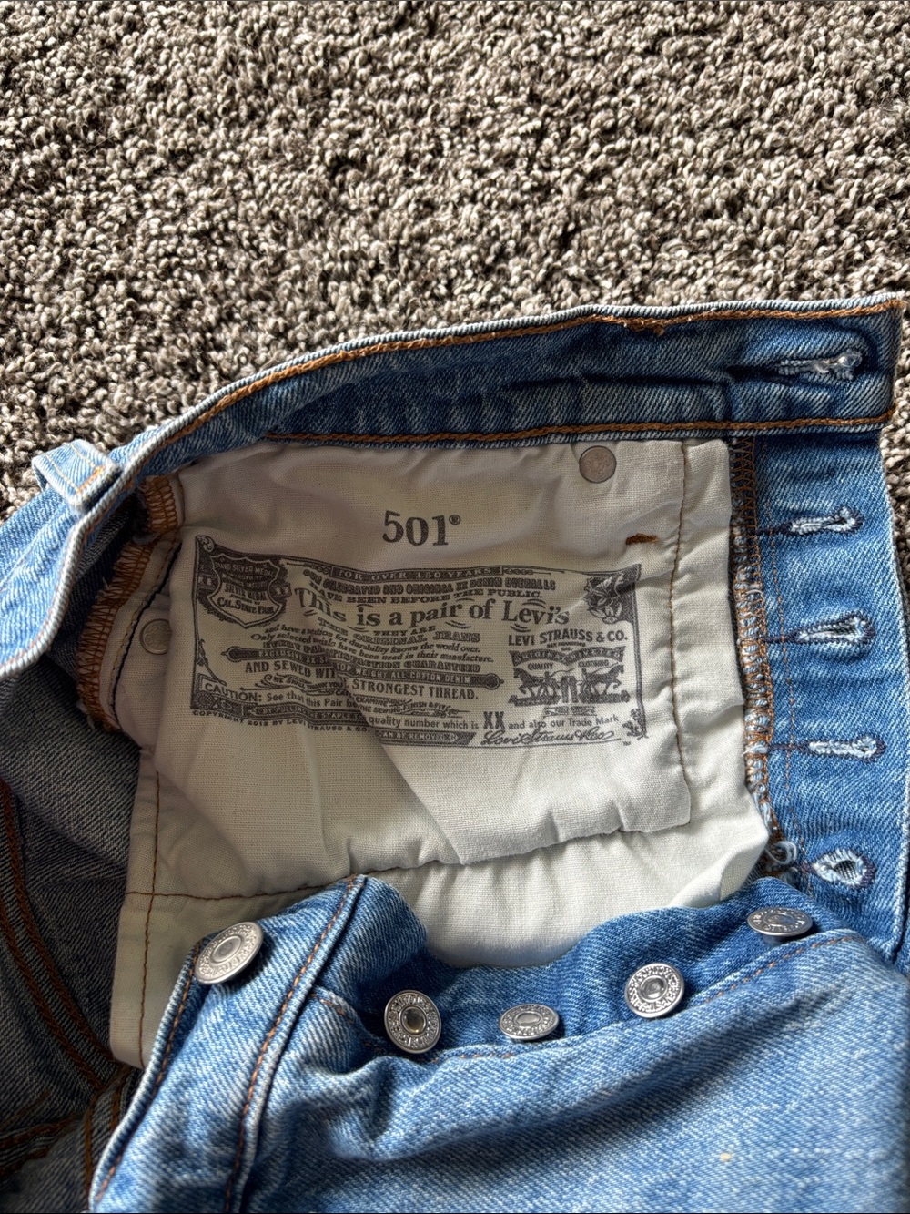 Levi's Light Blue Distressed Denim Cutoff Shorts - Picture 3 of 3